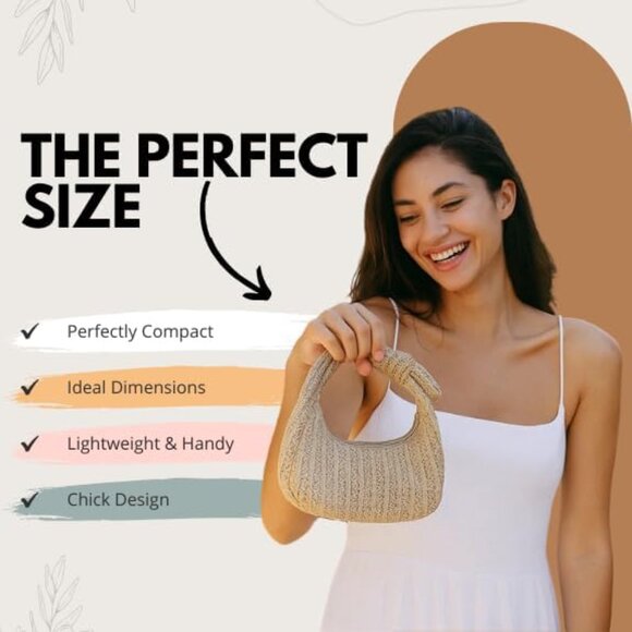 Chic Small Straw Woven Clutch for Summer Vacation & Events